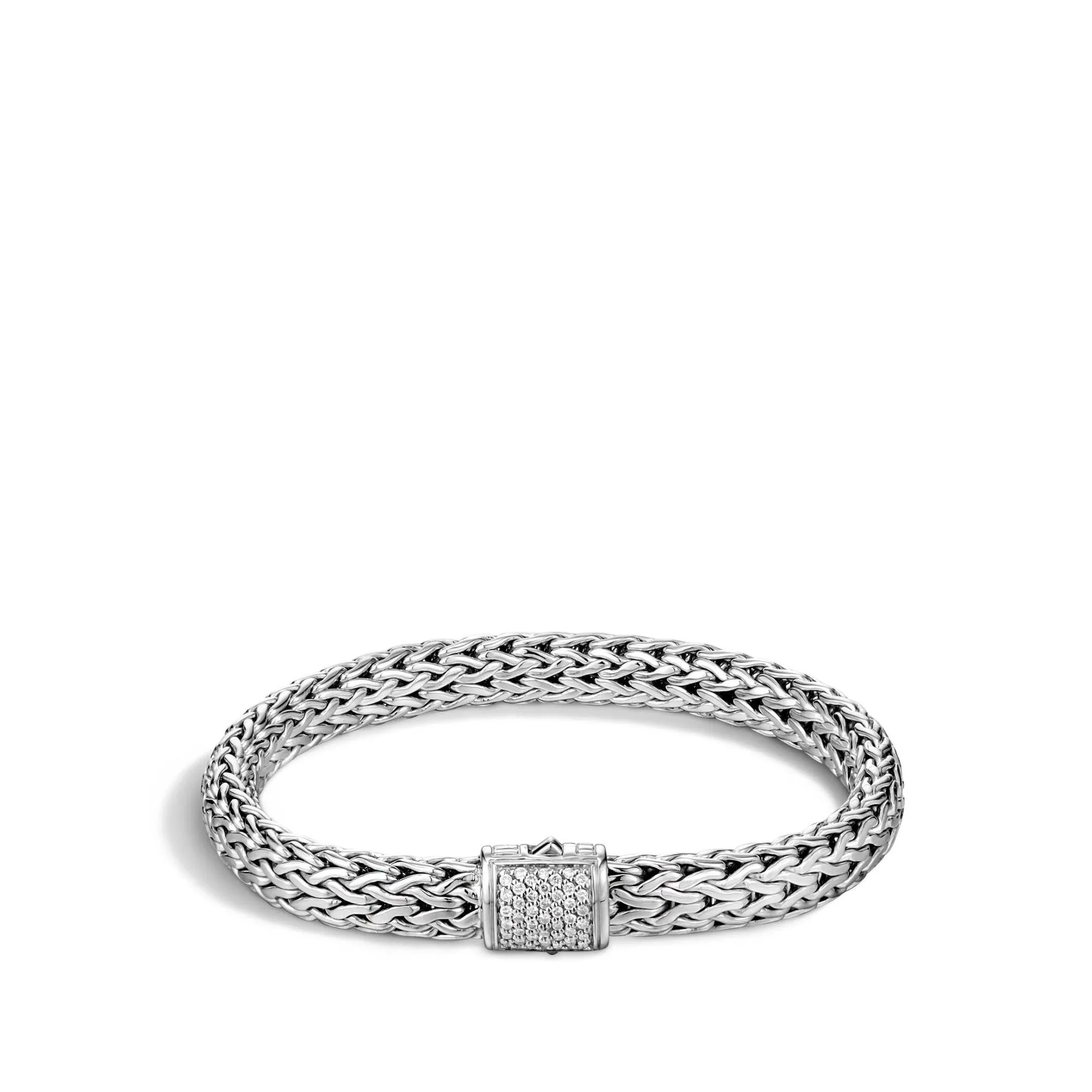 Classic Chain 7.5MM Bracelet in Silver with Diamonds