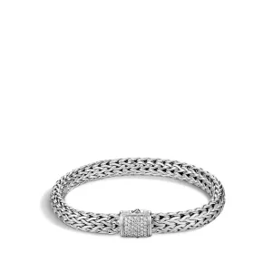 Classic Chain 7.5MM Bracelet in Silver with Diamonds