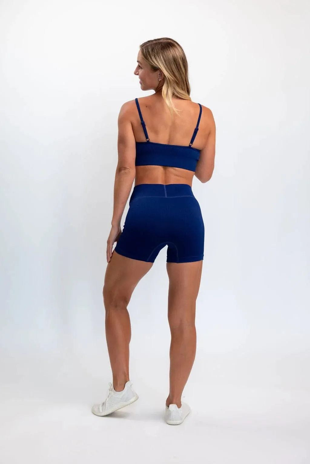 Classic Ribbed Biker Shorts - Blue