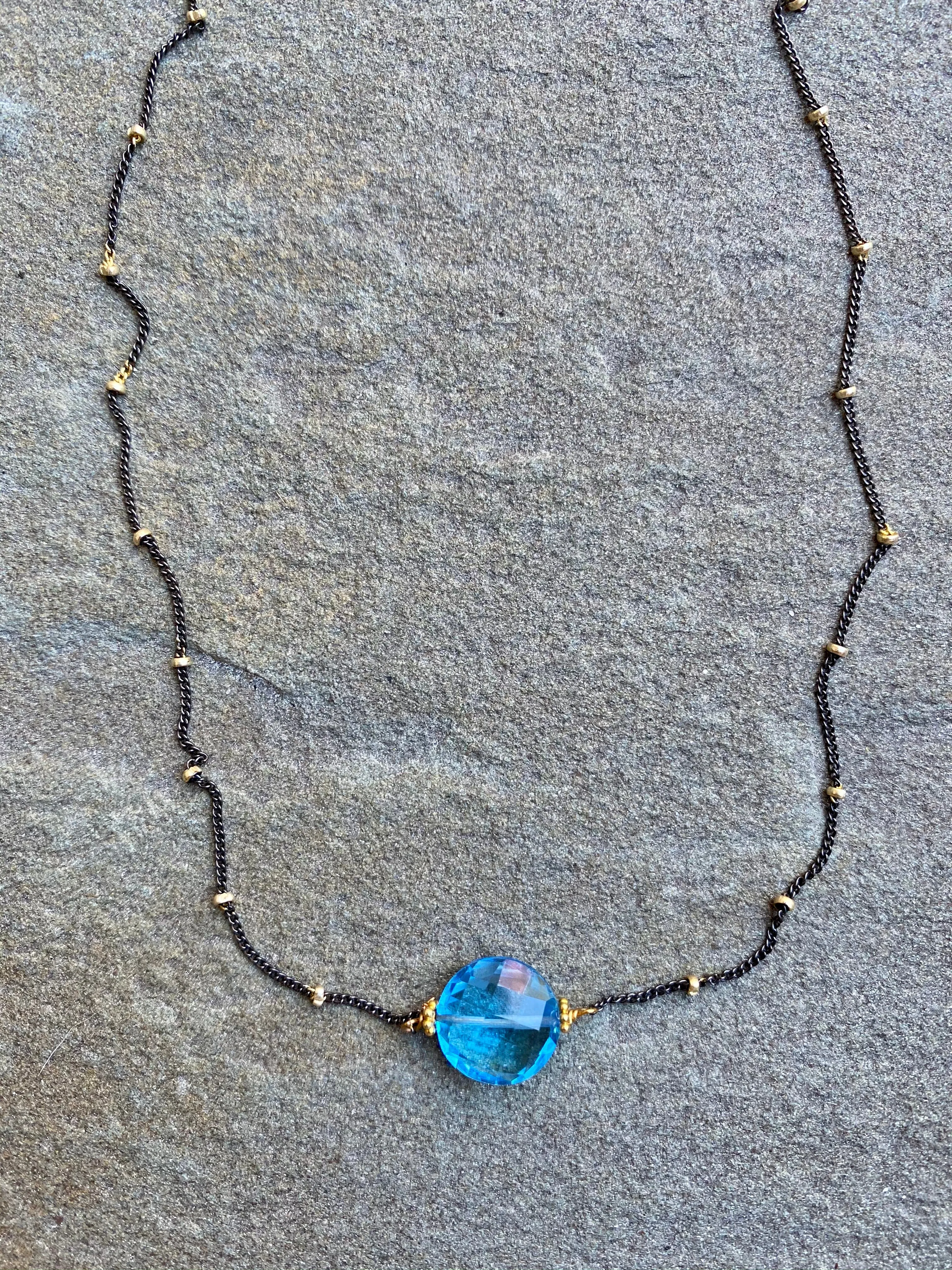 Clear Blue Topaz Necklace