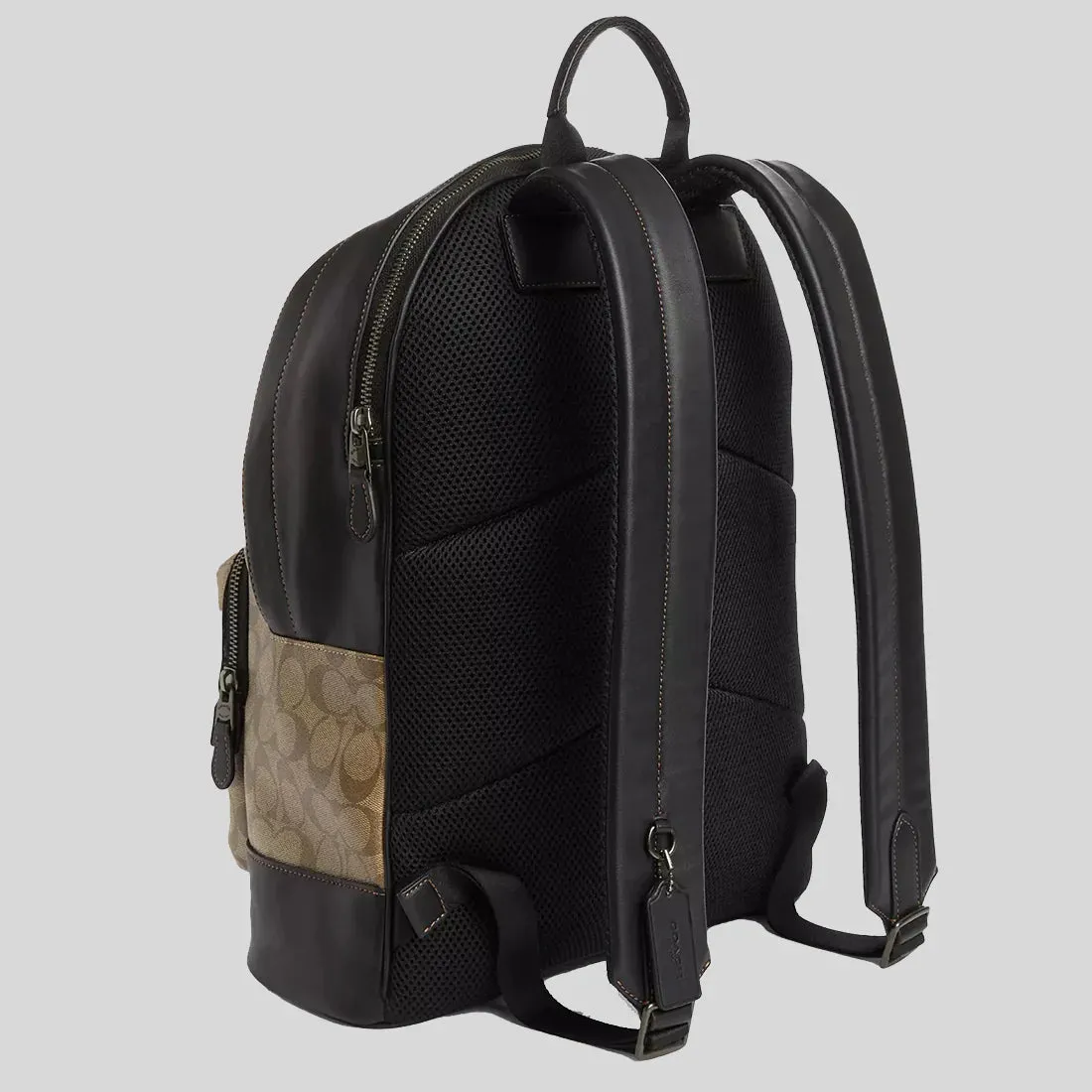 COACH West Backpack In Blocked Signature Canvas With Varsity Stripe Khaki Multi RS-CQ629