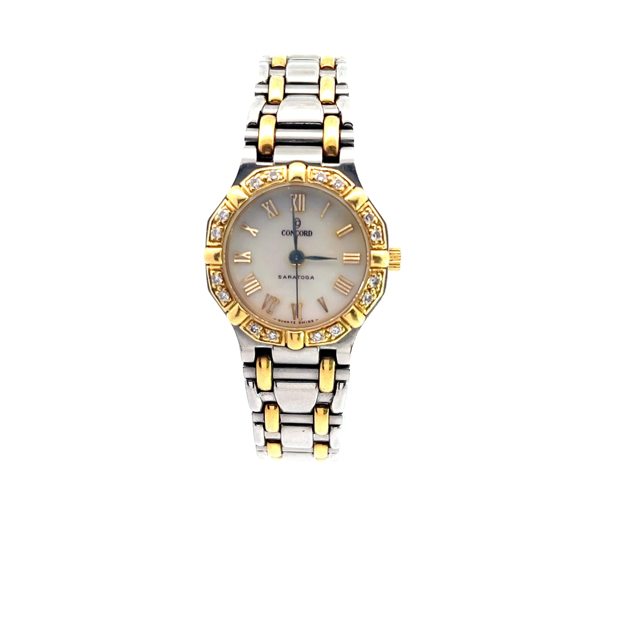 Concord Saratoga 18k Yellow Gold /Stainless Steel /Diamond Bezel /Creme Dial /Butterfly Clasp / 23mm / Quartz  Pre-Owed