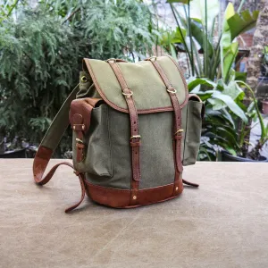Cowhide canvas backpack, daily commuting and short distance travel backpack