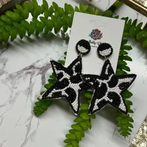 Cowprint Star Beaded Earrings