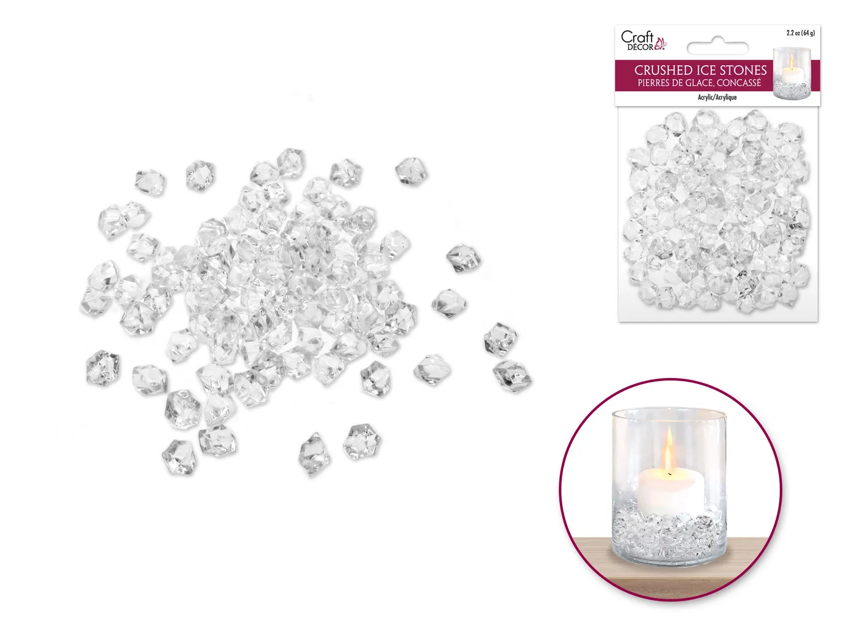 Craft Décor: 65g Crushed Ice Acrylic Stones