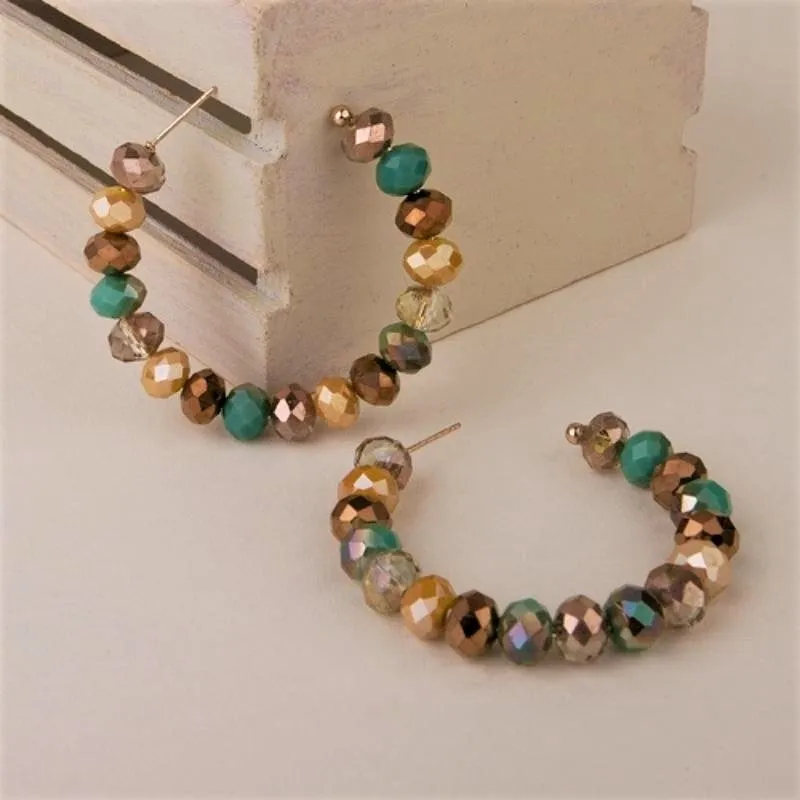 Crystal Beaded Hoop Earrings