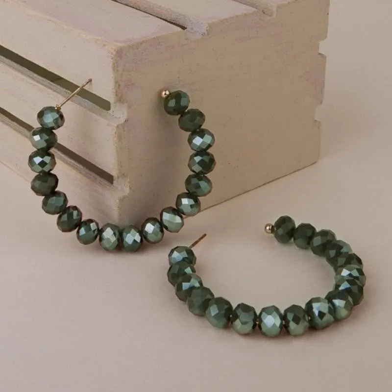 Crystal Beaded Hoop Earrings