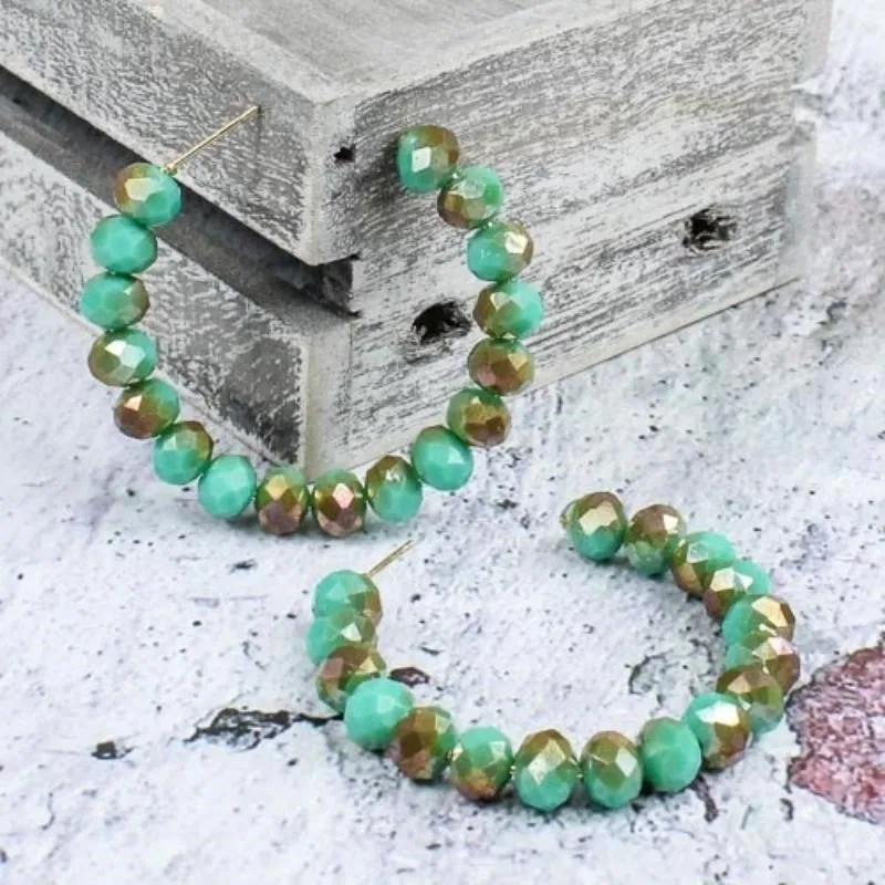 Crystal Beaded Hoop Earrings