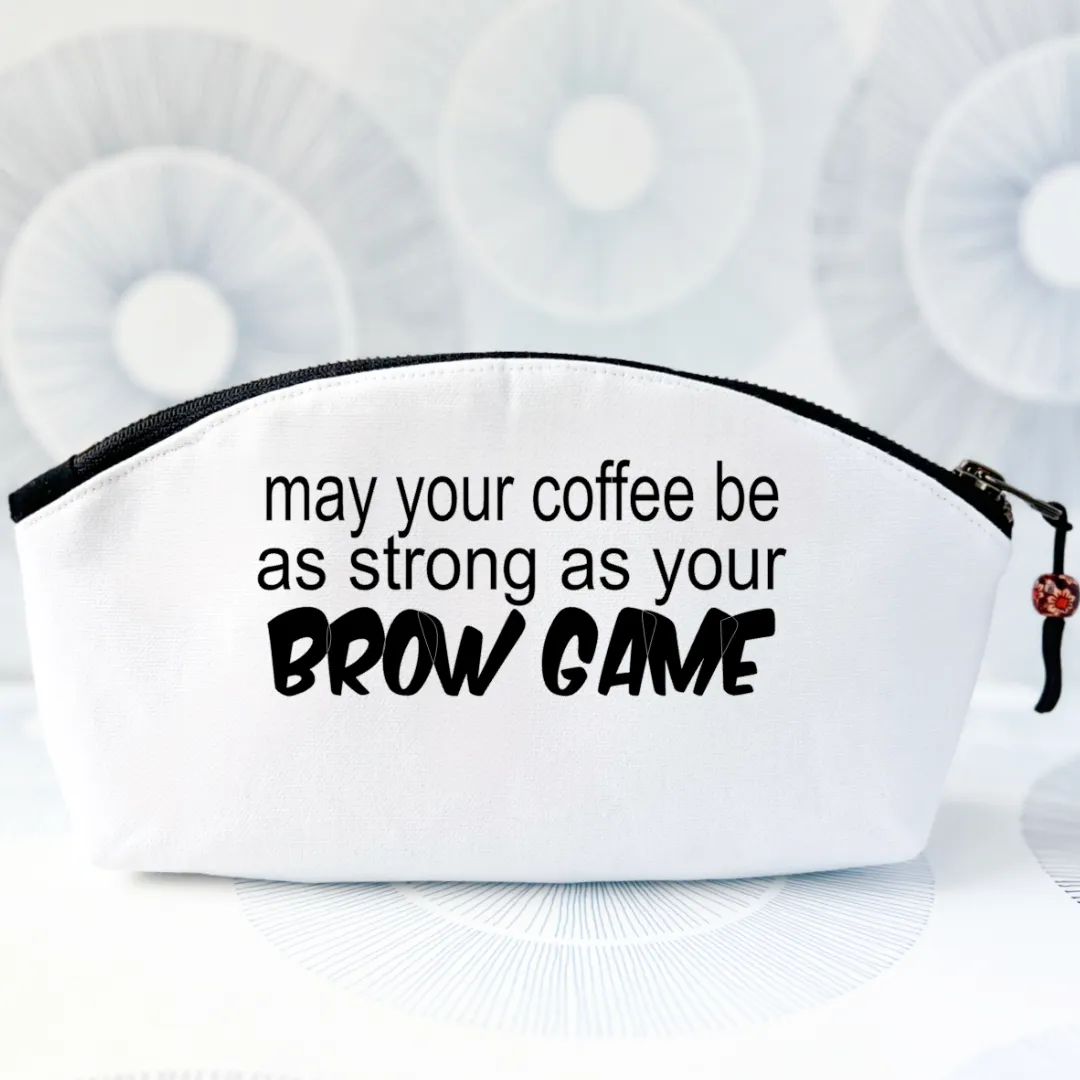 Curvy Canvas Cosmetic Bag - Brow and Coffee Game Strong