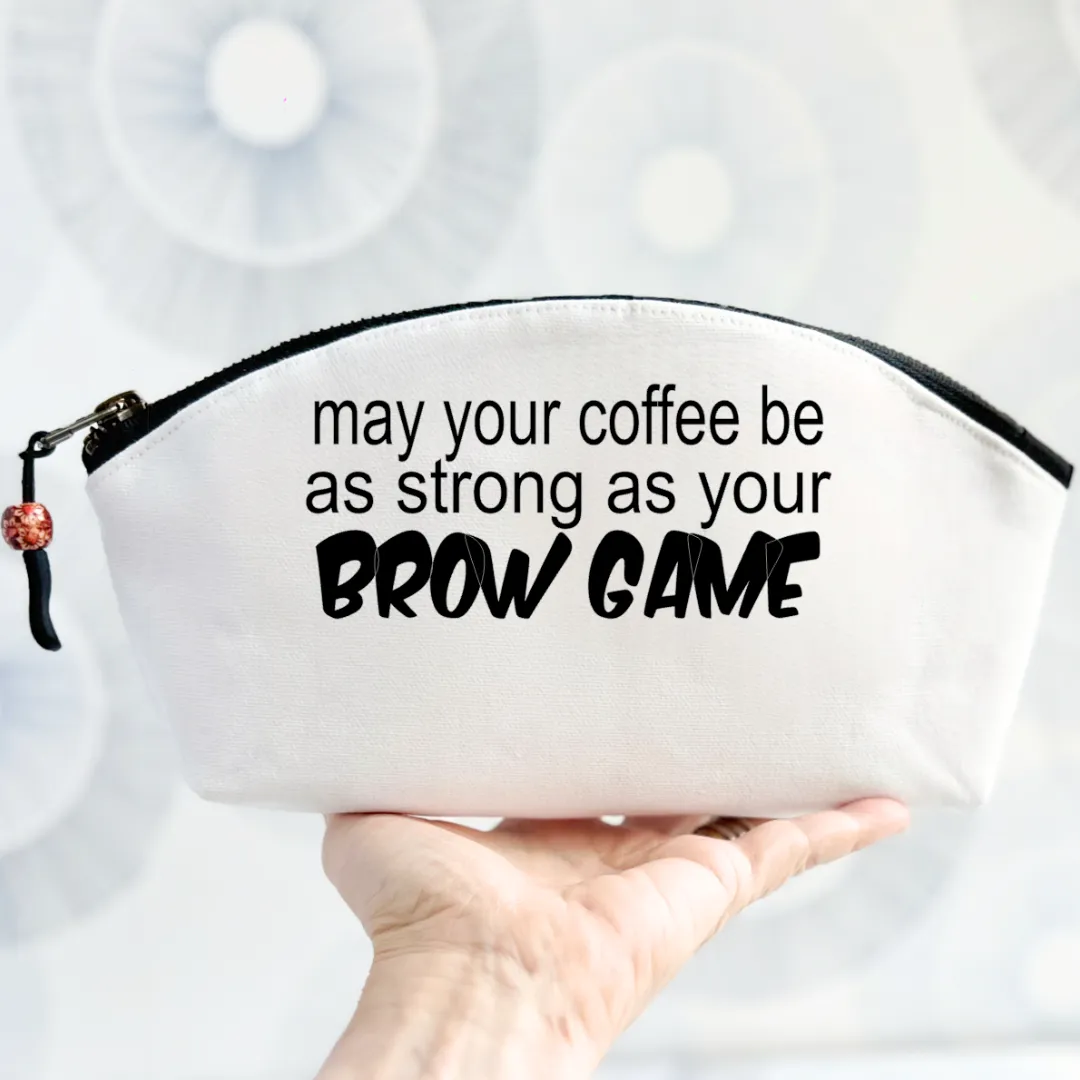 Curvy Canvas Cosmetic Bag - Brow and Coffee Game Strong