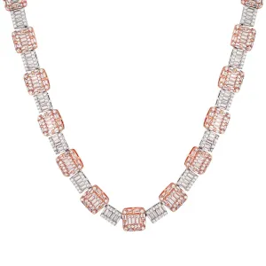 Custom Baguette Link 14K Rose Gold Tone Designer Icy Chain