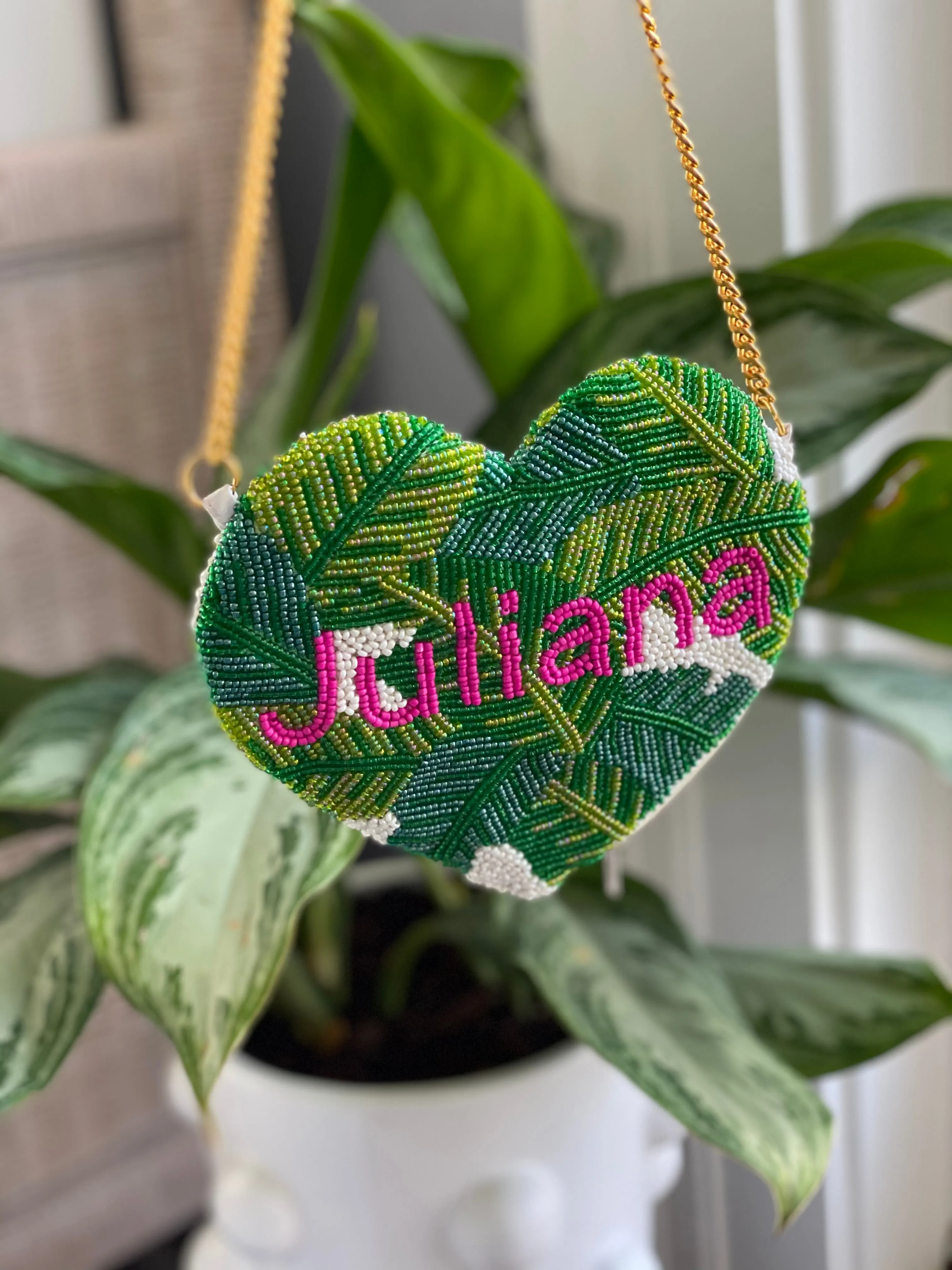 Custom Palm Leaf Heart Bag