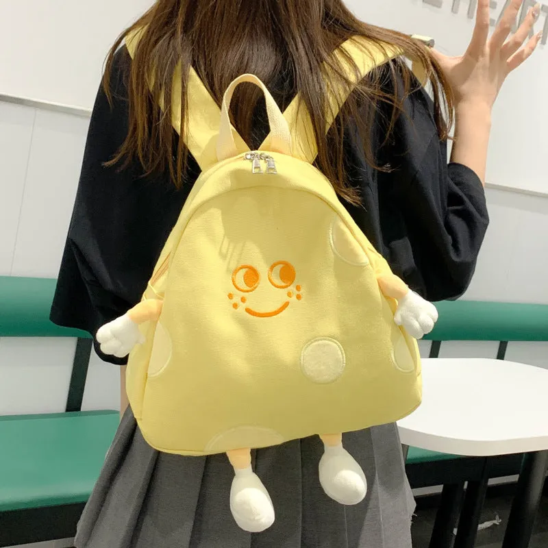 Cute Cheese Canvas Female Cartoon Campus Backpacks