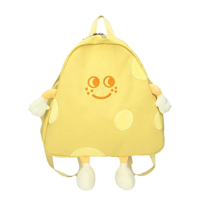 Cute Cheese Canvas Female Cartoon Campus Backpacks