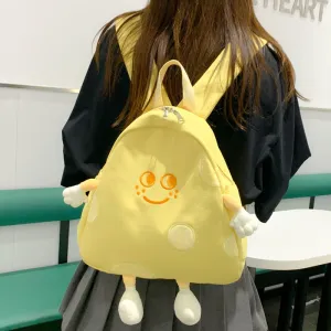 Cute Cheese Canvas Female Cartoon Campus Backpacks