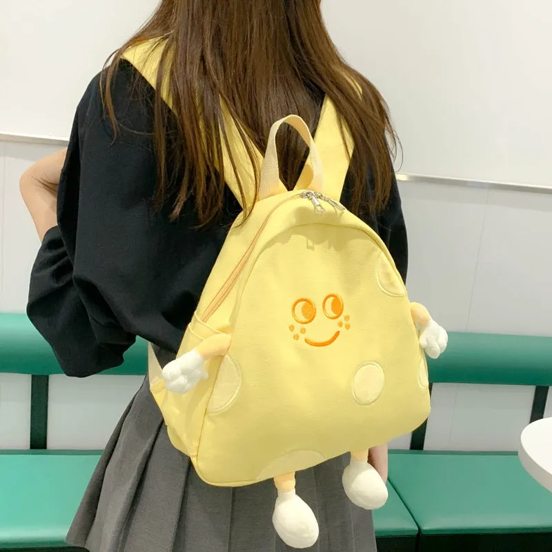 Cute Cheese Canvas Female Cartoon Campus Backpacks