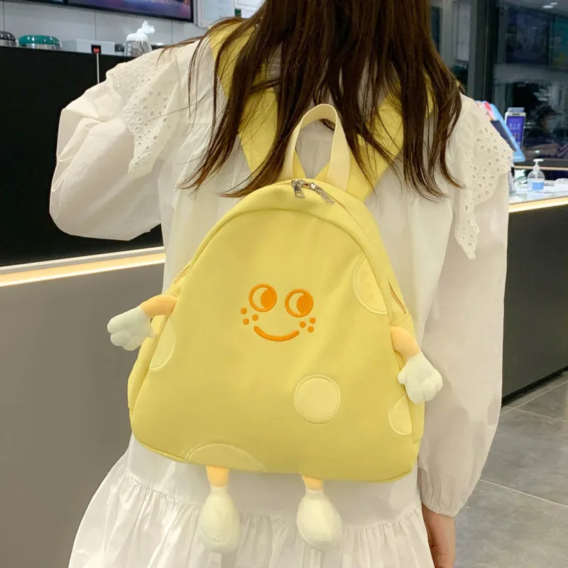 Cute Cheese Canvas Female Cartoon Campus Backpacks