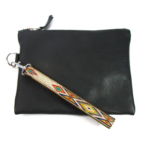 CW78B  Large Soft Clutch w/ Southwestern Design Wrist Strap