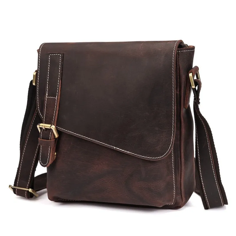 Cyflymder New Men's Shoulder Bag Crazy Horse Leather Handbag for Man Business Briefcase Large Male Cross body Bags Messenger for IPAD