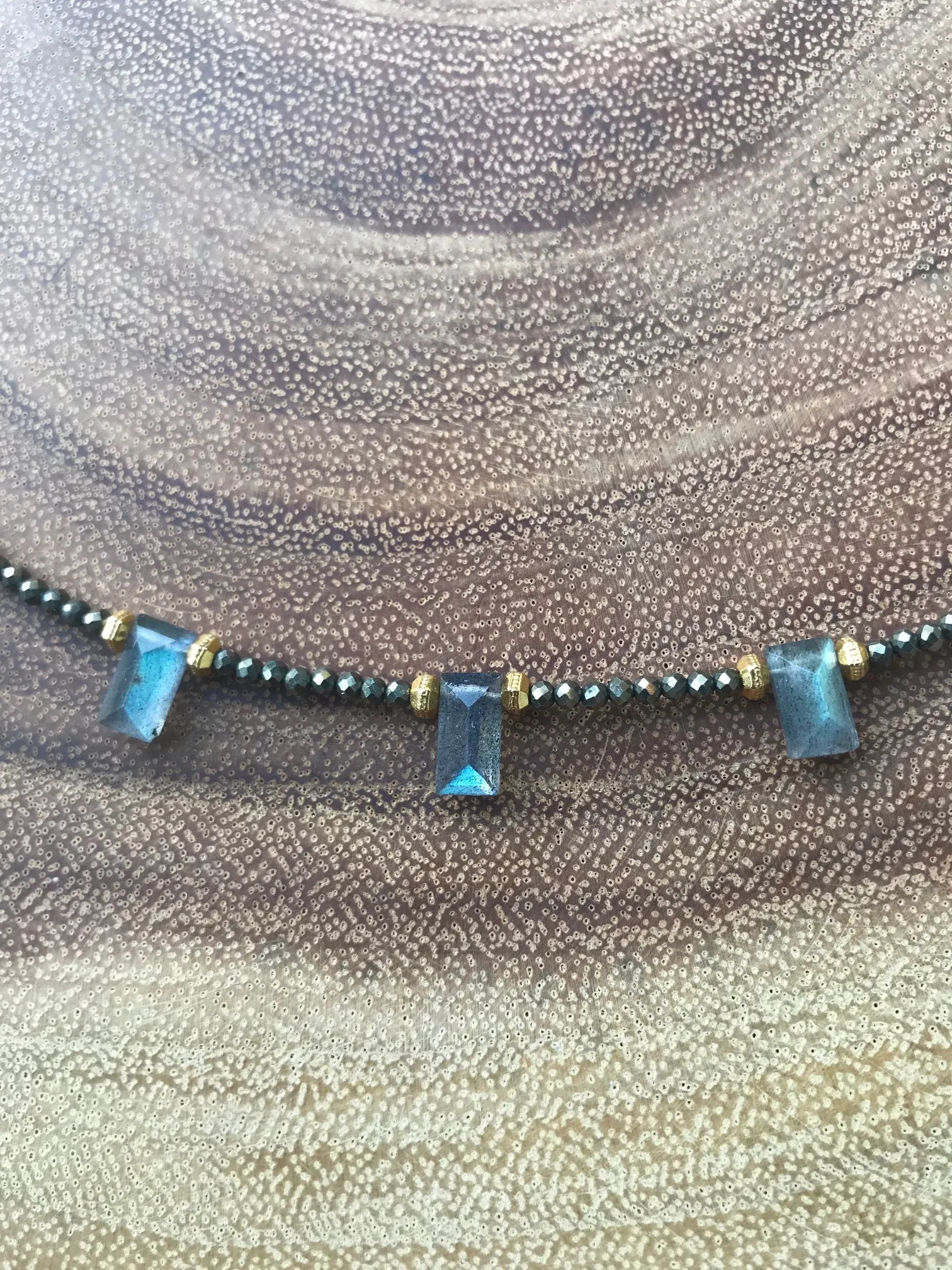 Deco Pyrite and Labradorite choker