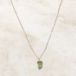 Delicate Raw Peridot Pendant Necklace