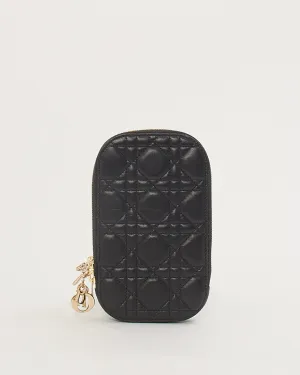 Dior Black Leather Cannage Phone Holder Crossbody