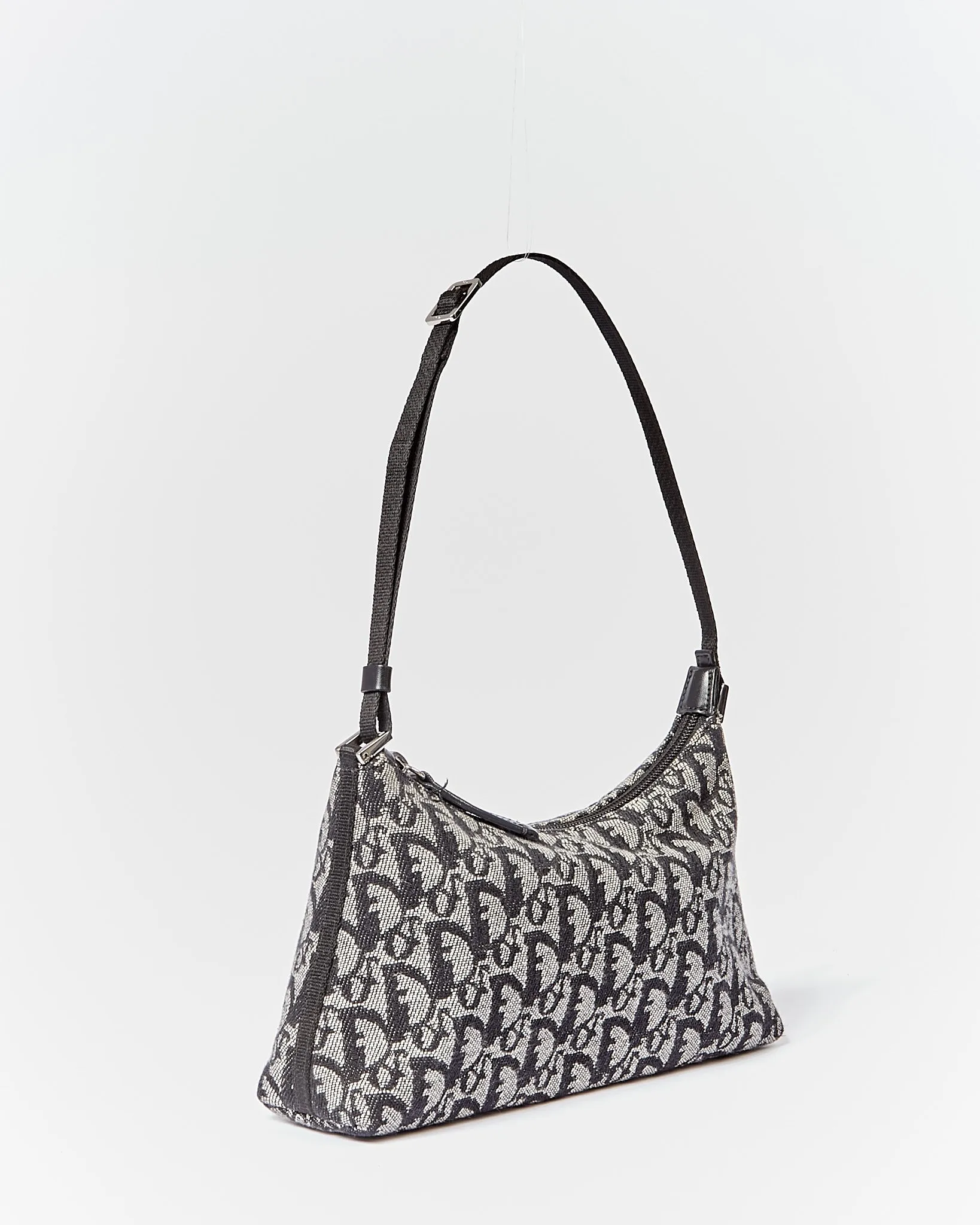 Dior Oblique Vintage Black Canvas Shoulder Bag
