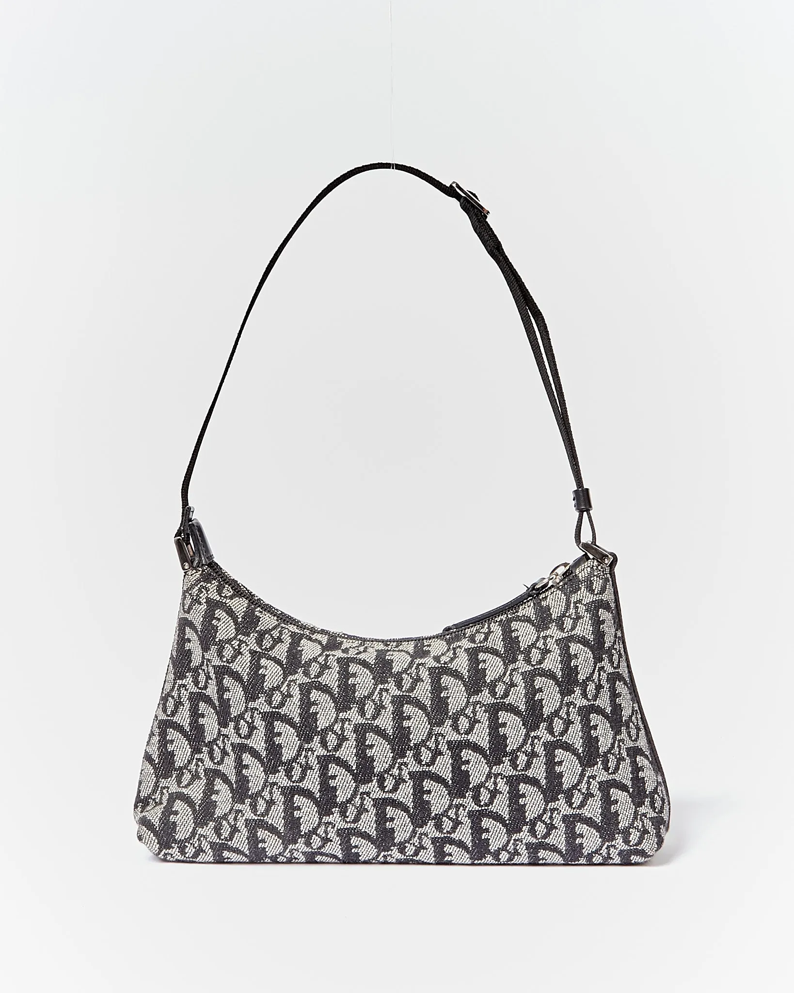 Dior Oblique Vintage Black Canvas Shoulder Bag