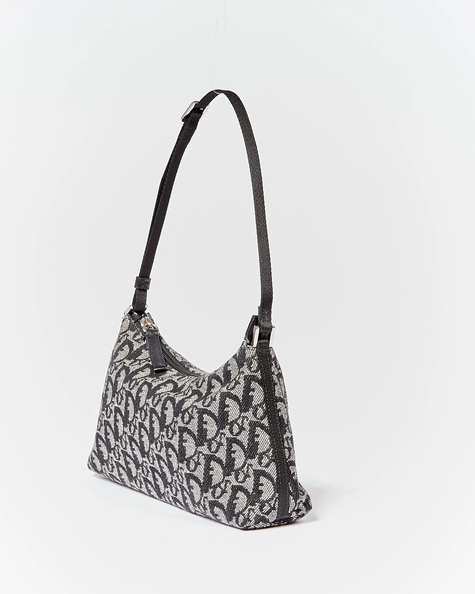 Dior Oblique Vintage Black Canvas Shoulder Bag