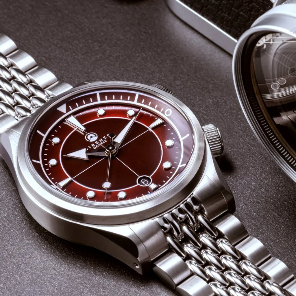 Direnzo DRZ05 Solaris - Burgundy&nbsp;Red with&nbsp;Date (Swiss&nbsp;Made)