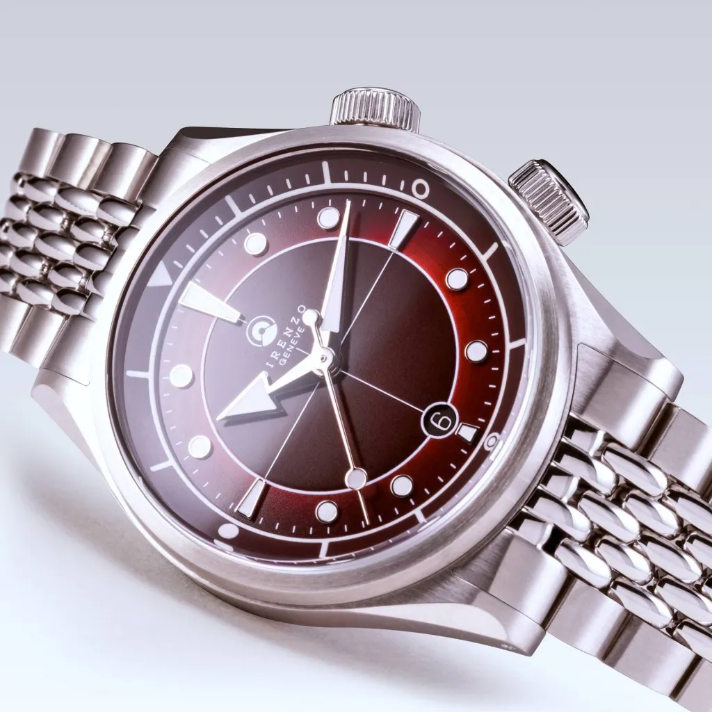 Direnzo DRZ05 Solaris - Burgundy&nbsp;Red with&nbsp;Date (Swiss&nbsp;Made)