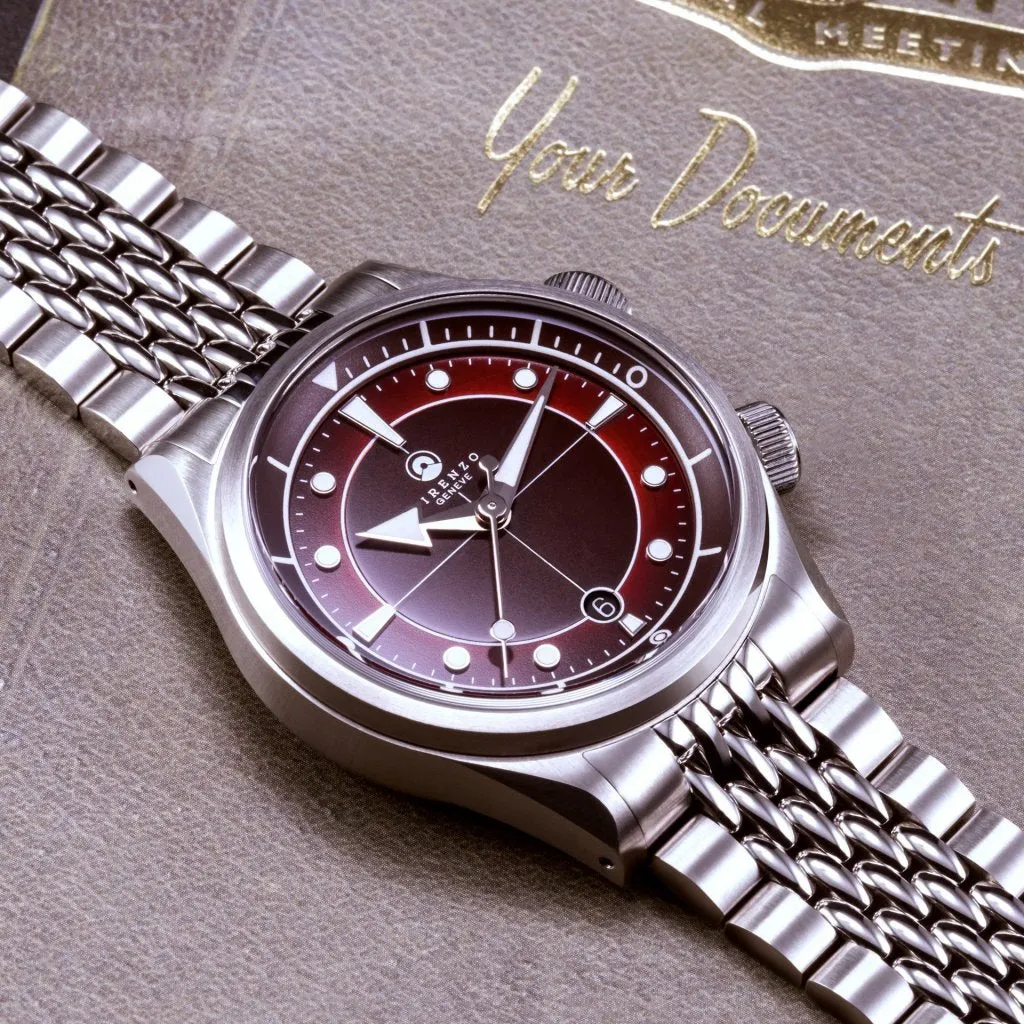 Direnzo DRZ05 Solaris - Burgundy&nbsp;Red with&nbsp;Date (Swiss&nbsp;Made)
