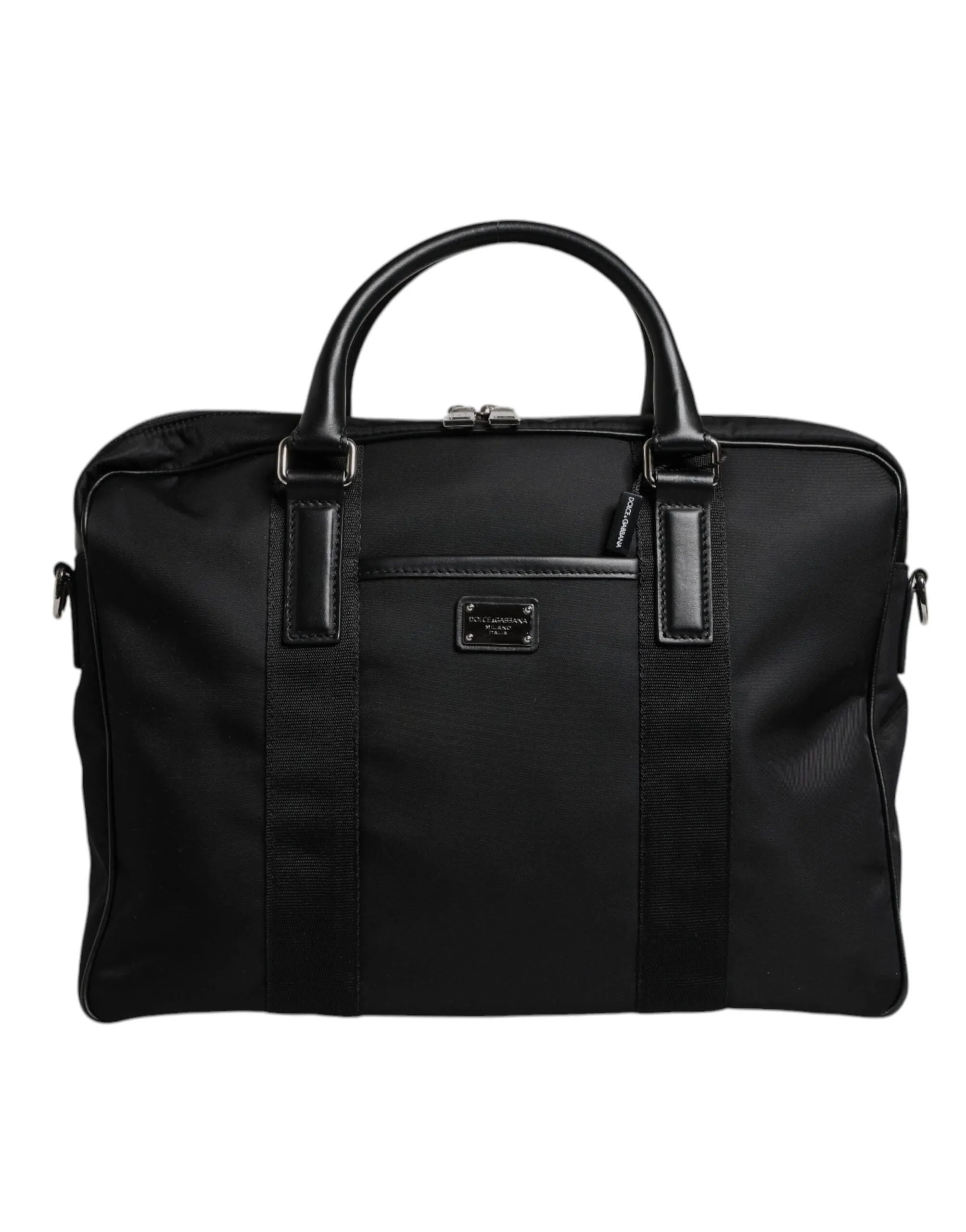 Dolce & Gabbana Black Leather Document Briefcase Top Handle Bag