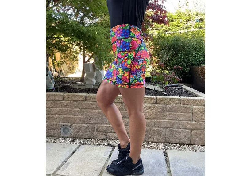 Doodle Blooms Mid Shorts with pockets