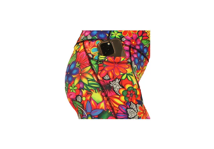 Doodle Blooms Mid Shorts with pockets