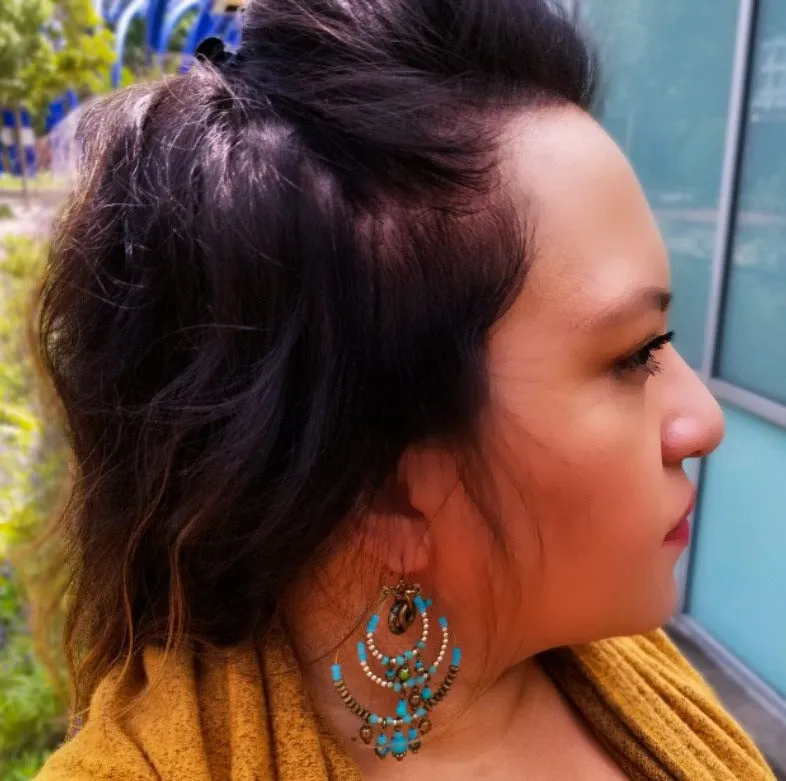 Earrings - Turq Beaded Dangle
