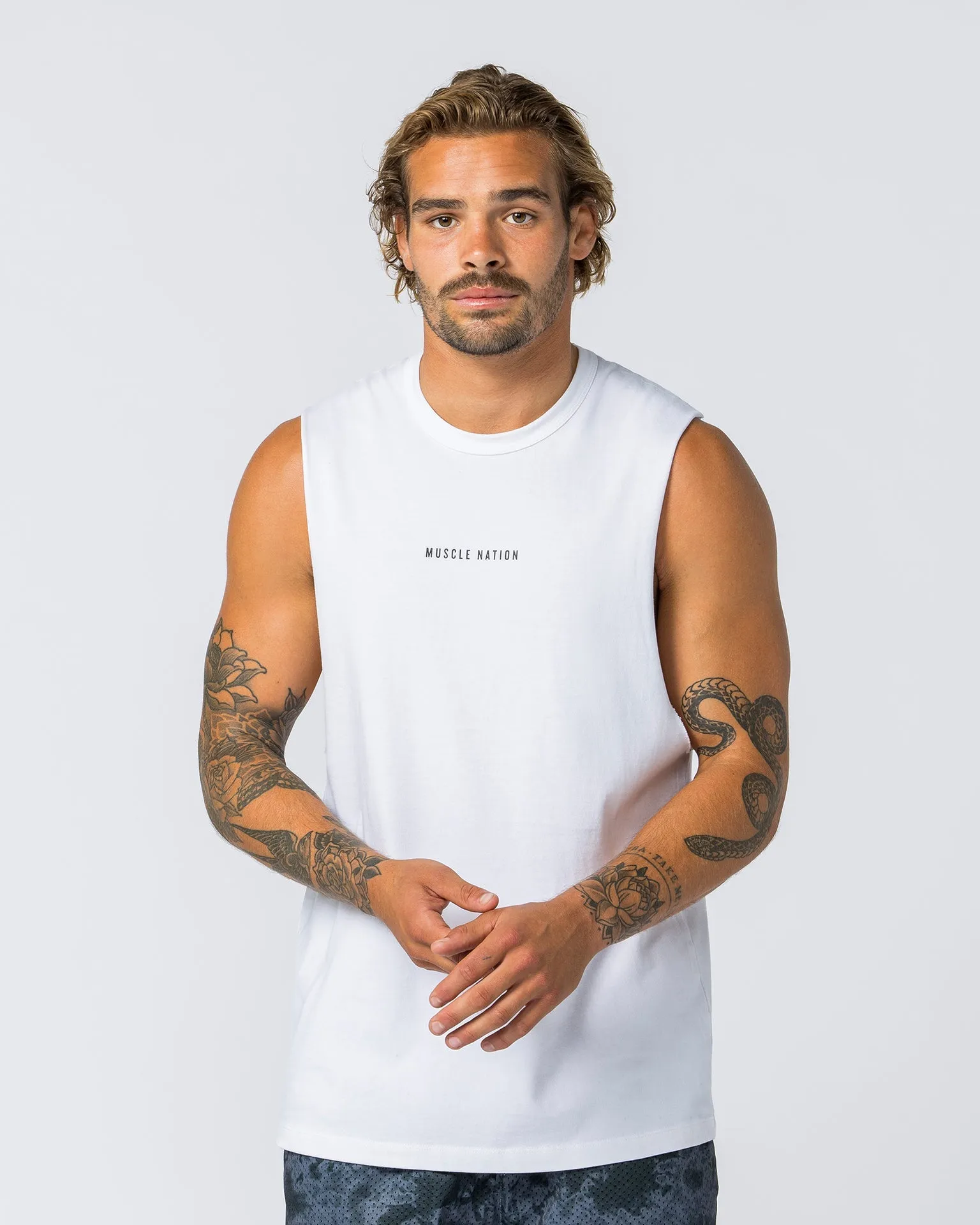 Ease Drop Arm Heavy Vintage Tank - Washed White