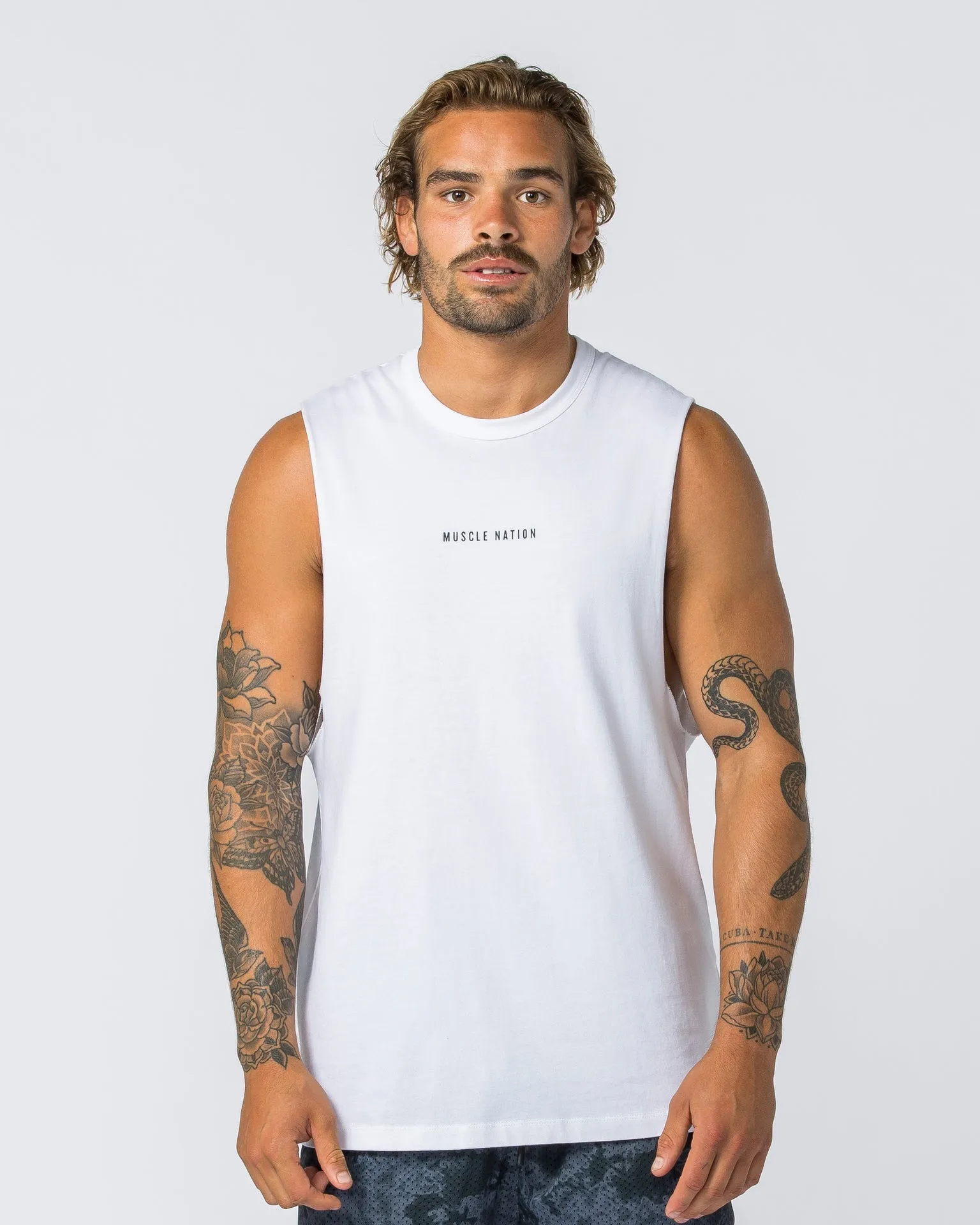 Ease Drop Arm Heavy Vintage Tank - Washed White