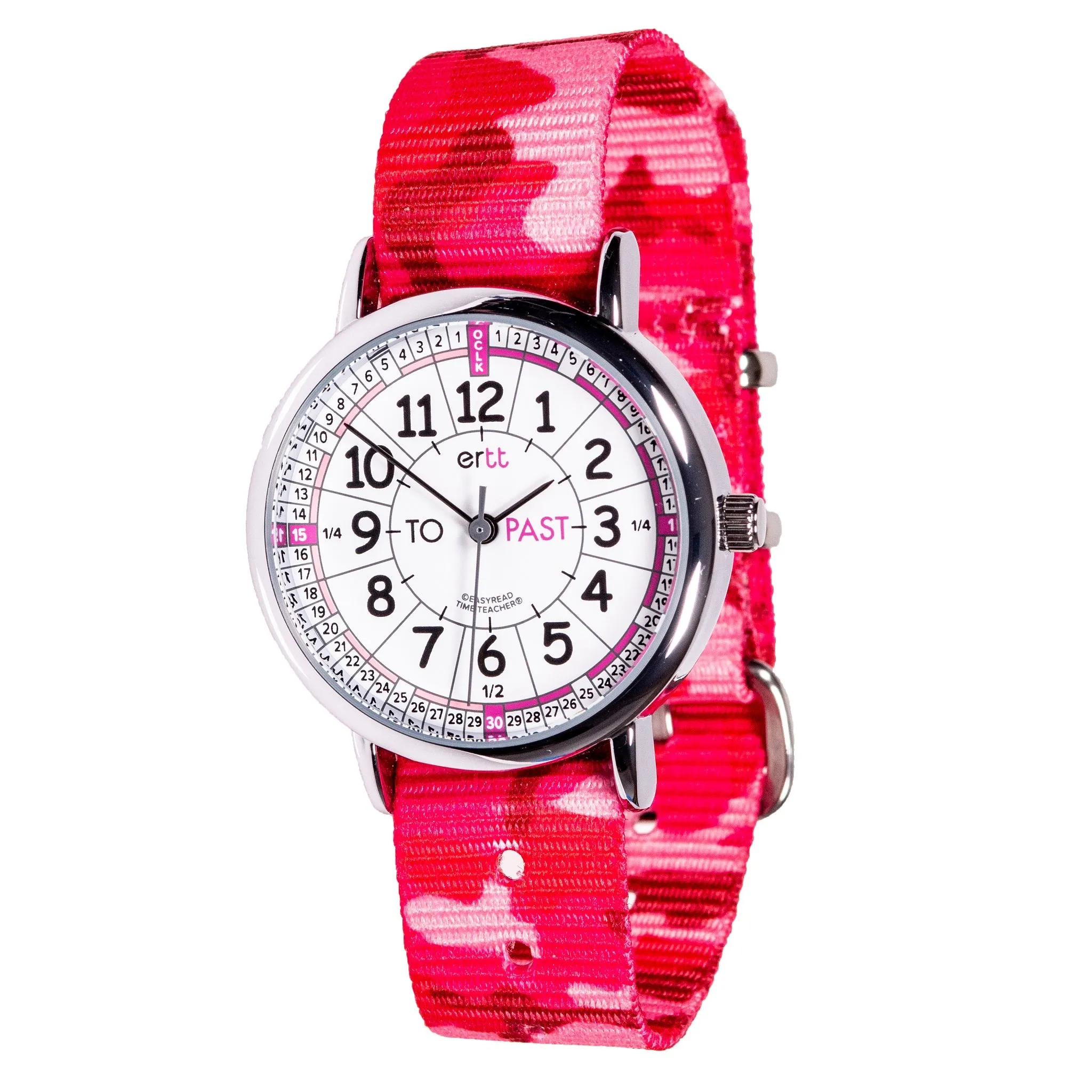 EasyRead Kids Analog Watch Water Resistant Camo Band Learn to tell Time Past and To by ertt Early Math STEM Toys Best Seller 4yrs 