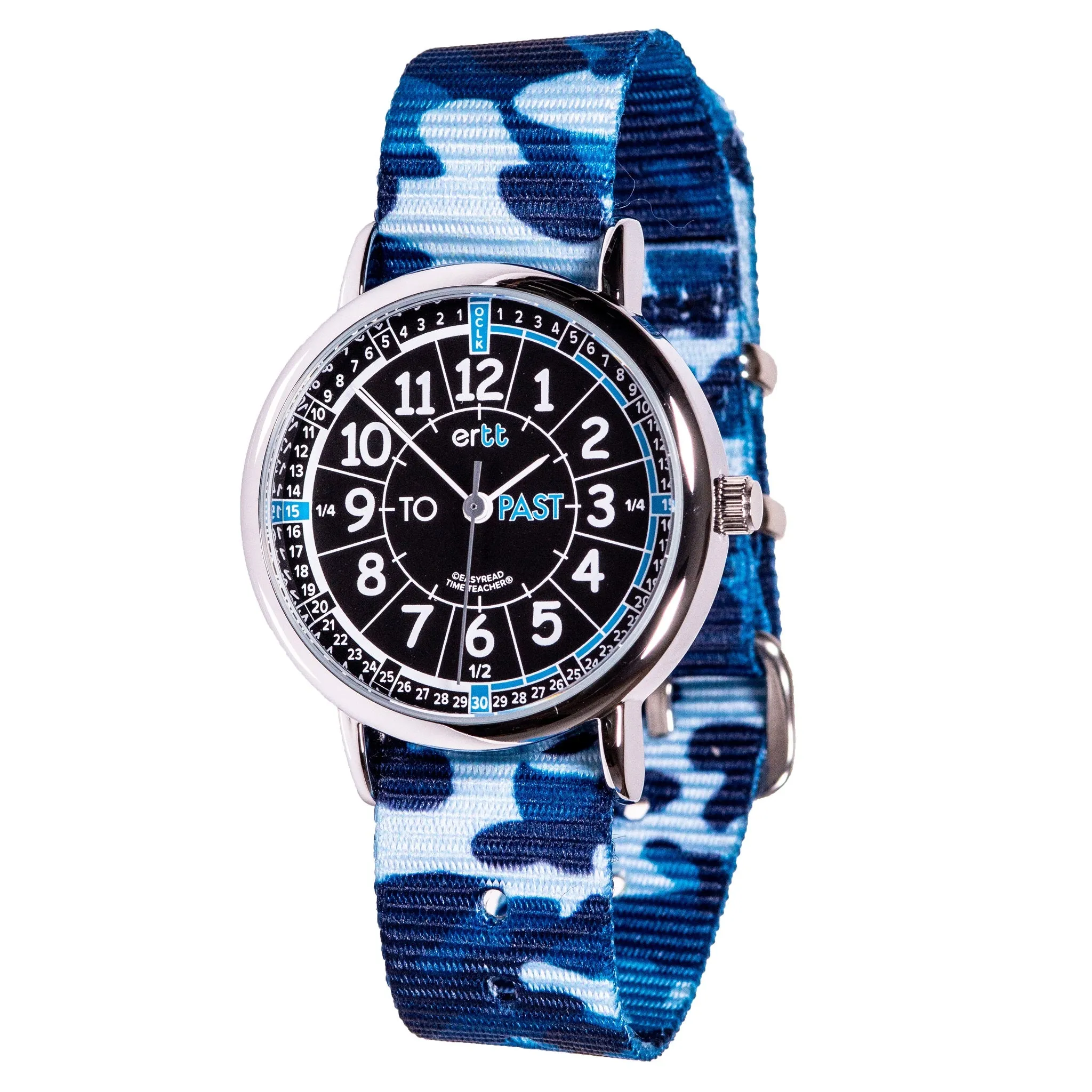 EasyRead Kids Analog Watch Water Resistant Camo Band Learn to tell Time Past and To by ertt Early Math STEM Toys Best Seller 4yrs 