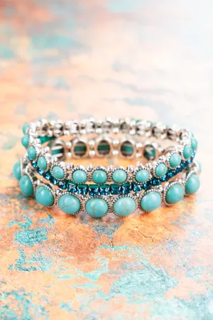 Everlee Turquoise Silvertone Bracelet Set
