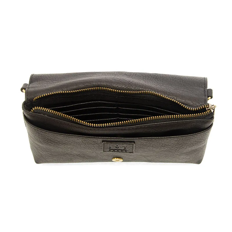 Everly Organizer Flap Crossbody in Black