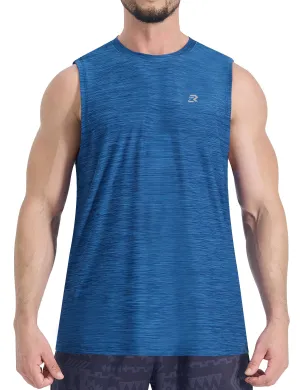 EZRUN Men's Tank Tops Quick Dry Workout Muscle Sleeveless Shirts Summer Gym Athletic Shirt for Swim Beach Running Navy