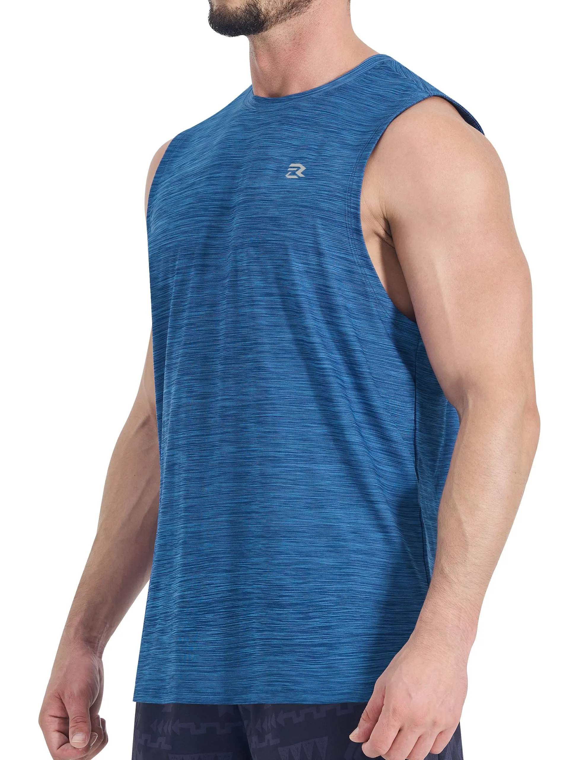EZRUN Men's Tank Tops Quick Dry Workout Muscle Sleeveless Shirts Summer Gym Athletic Shirt for Swim Beach Running Navy