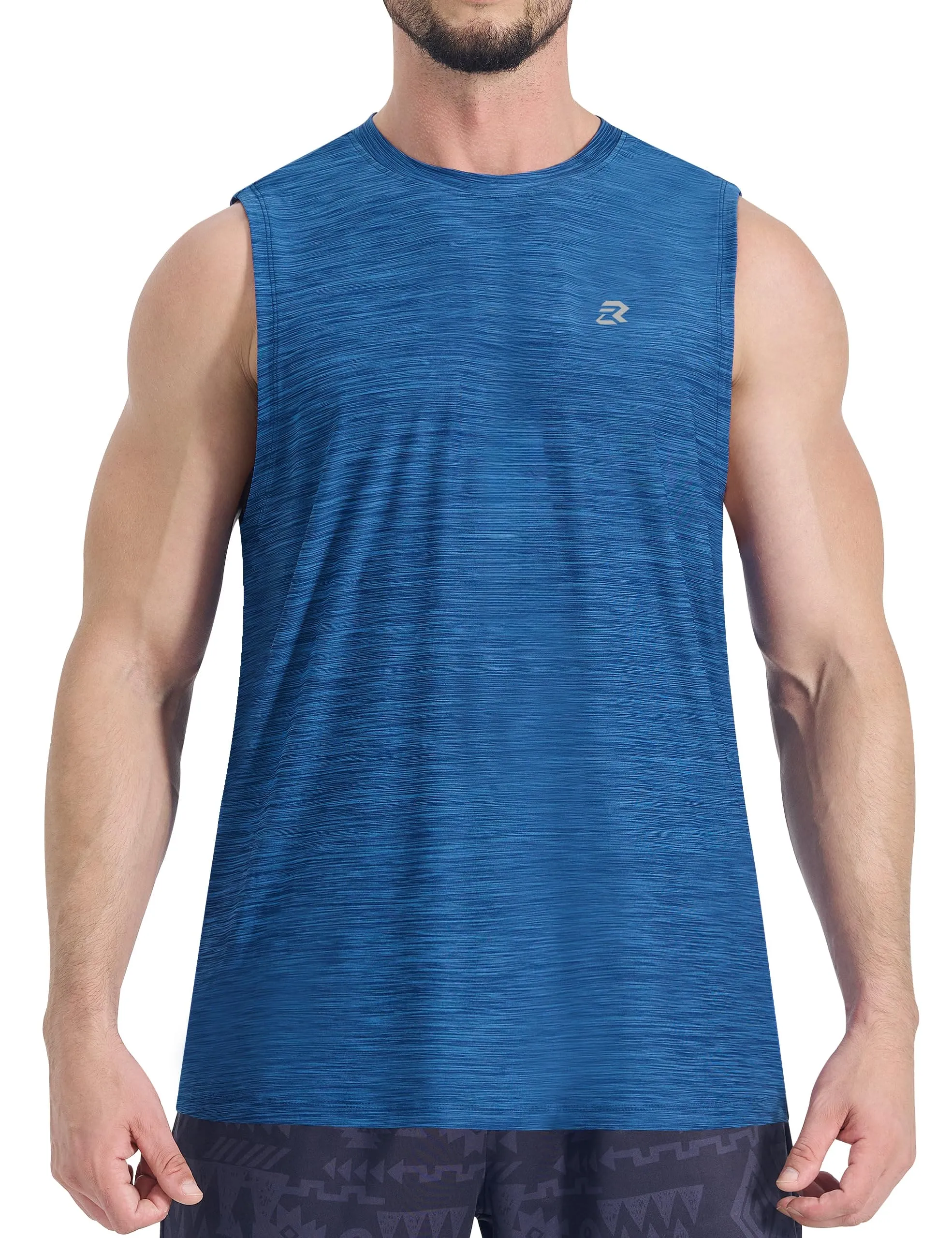 EZRUN Men's Tank Tops Quick Dry Workout Muscle Sleeveless Shirts Summer Gym Athletic Shirt for Swim Beach Running Navy