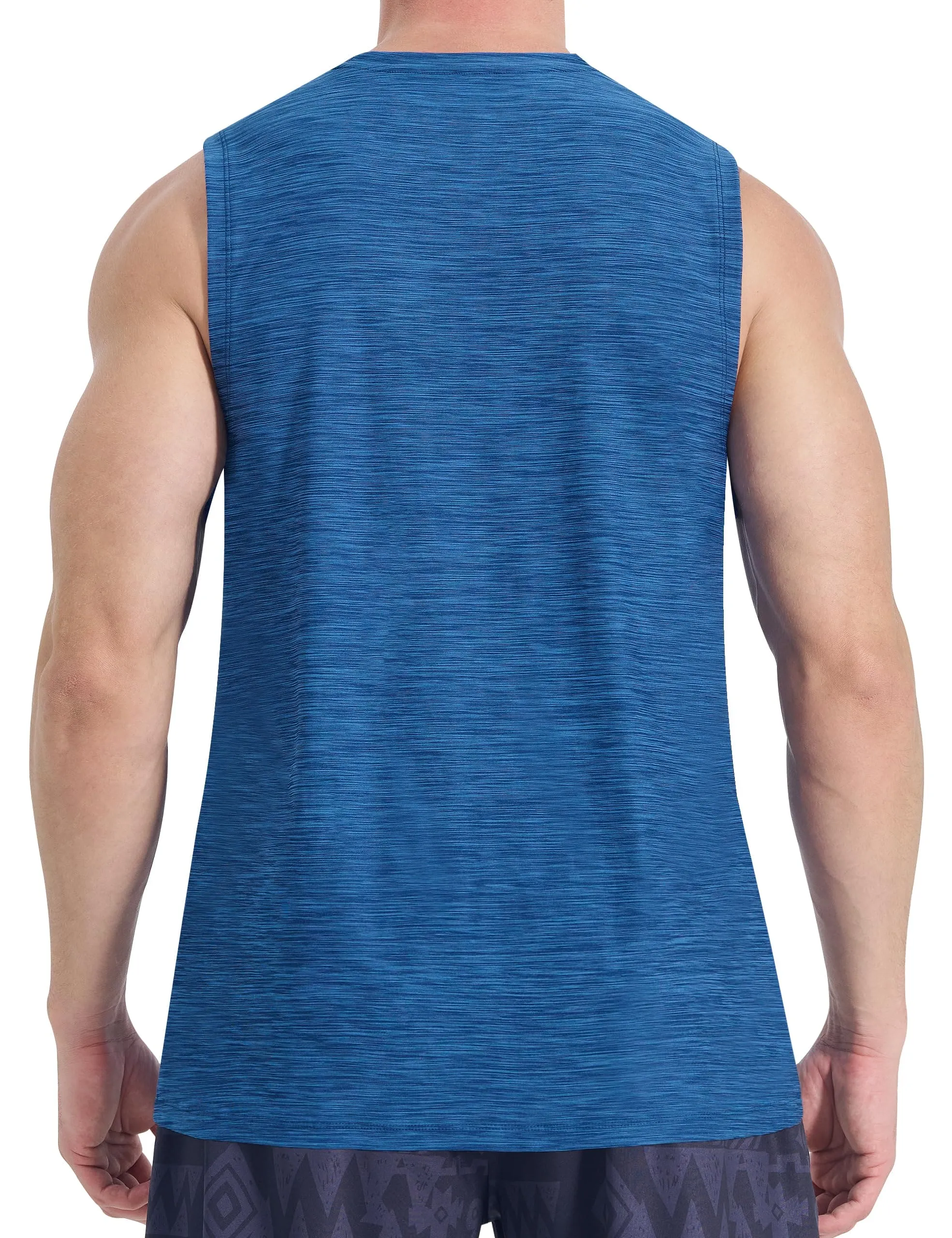 EZRUN Men's Tank Tops Quick Dry Workout Muscle Sleeveless Shirts Summer Gym Athletic Shirt for Swim Beach Running Navy