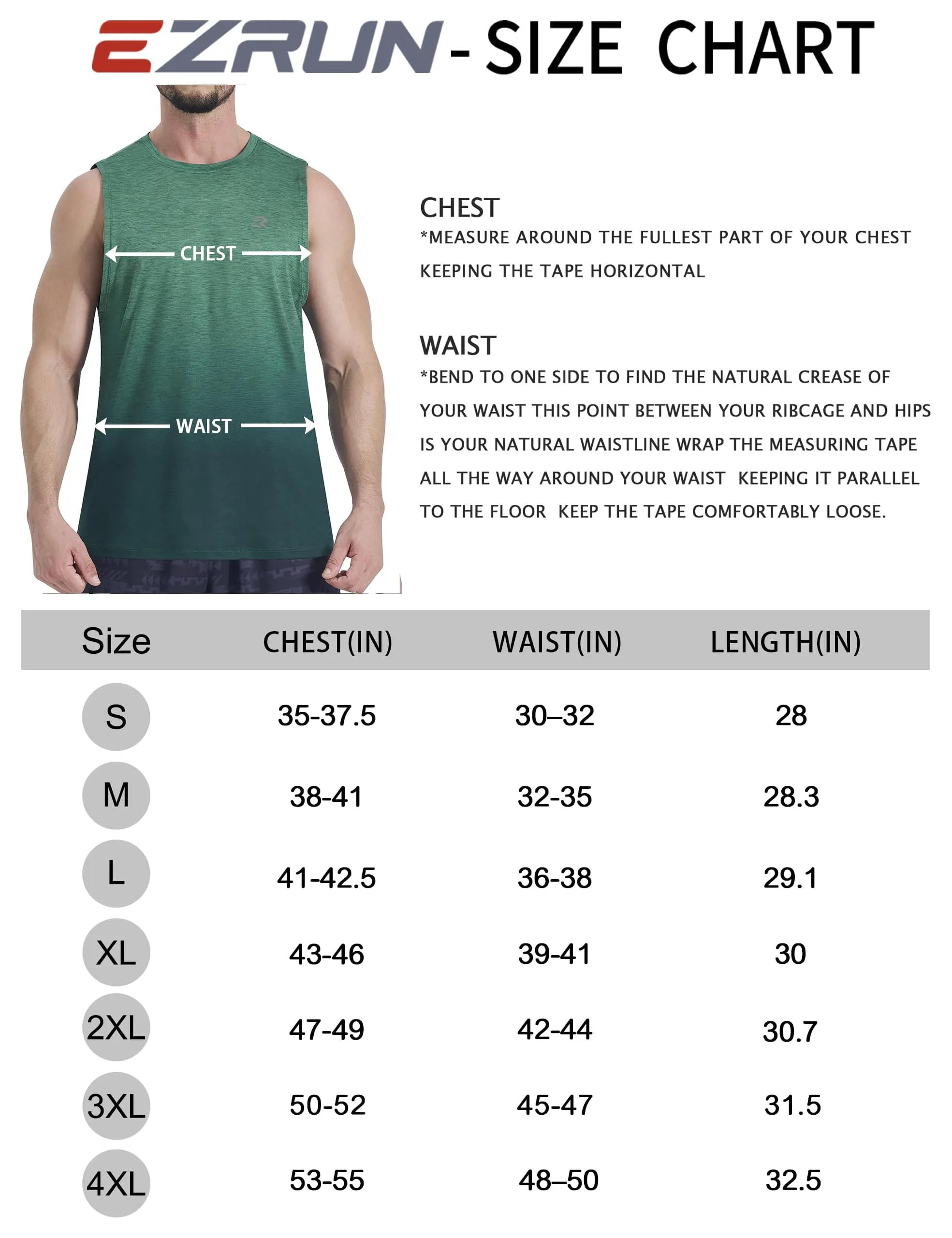 EZRUN Men's Tank Tops Quick Dry Workout Muscle Sleeveless Shirts Summer Gym Athletic Shirt for Swim Beach Running