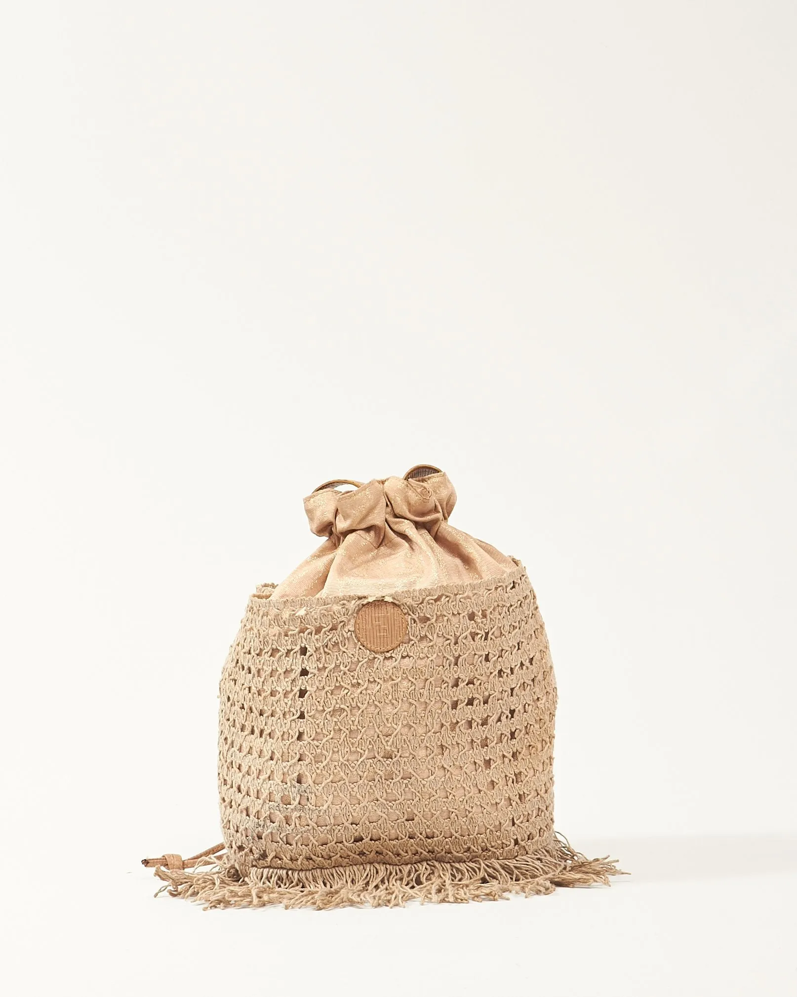 Fendi Pink Glitter Woven Fringe Bucket Bag
