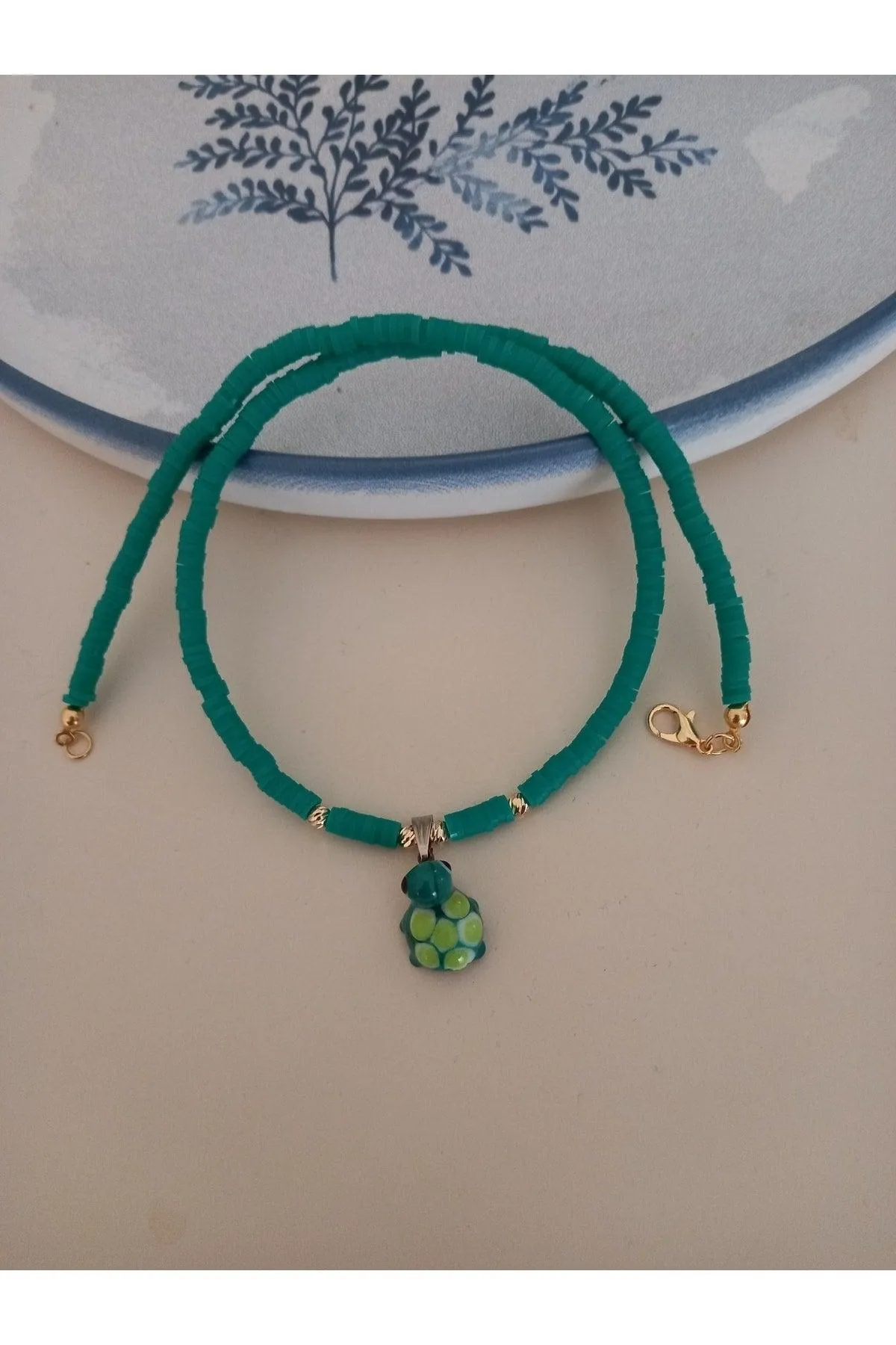 Fimo Beaded Glass Murano Turtle Necklace
