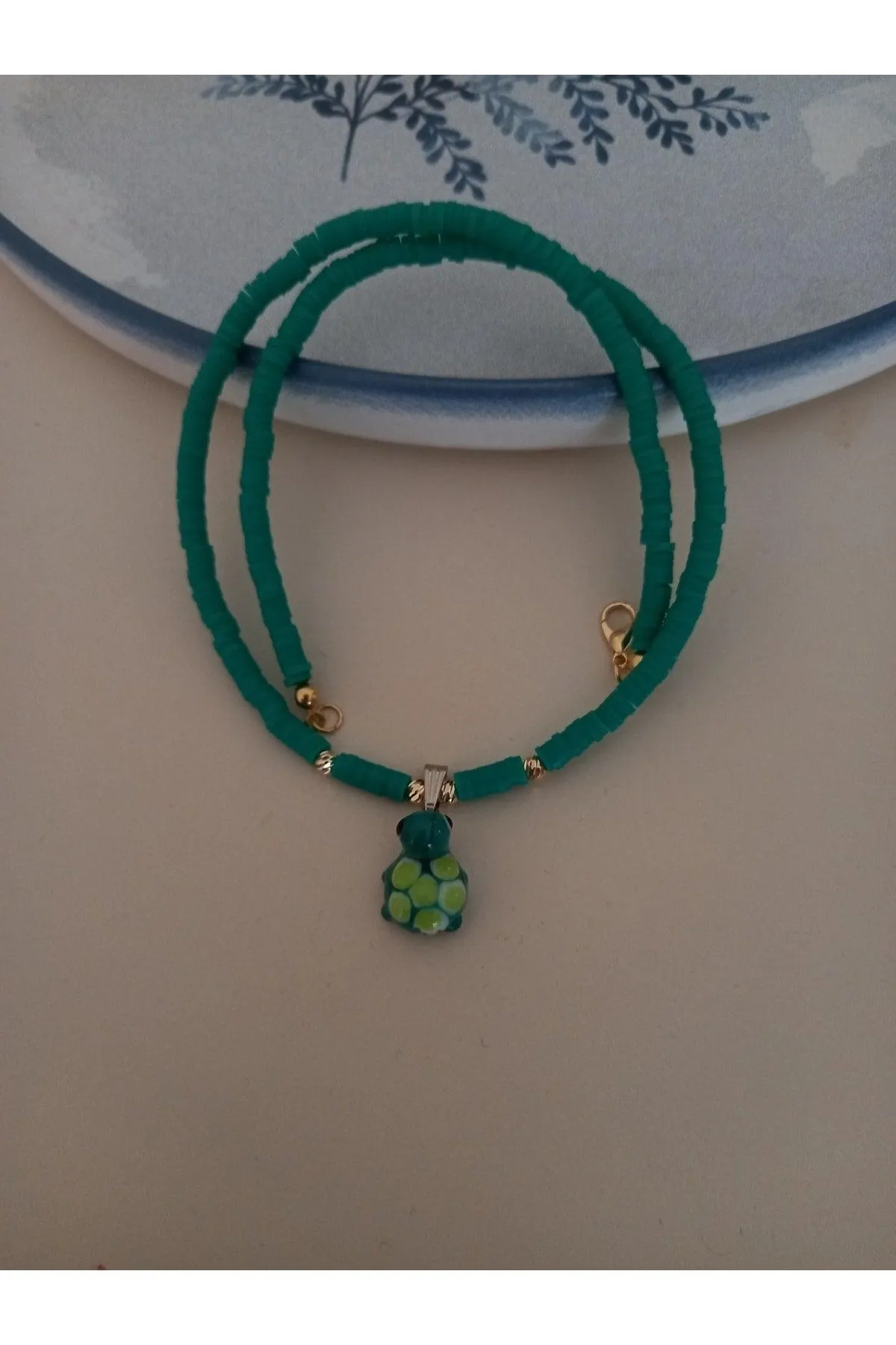 Fimo Beaded Glass Murano Turtle Necklace